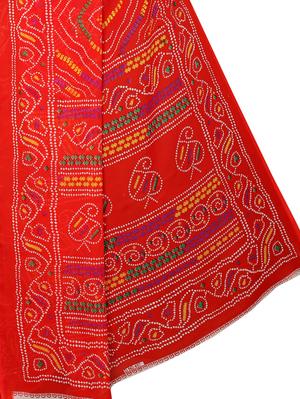 red georgette printed saree with blouse - 16291626 - Standard Image - 4