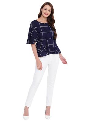 pin tucks checkered peplum top - 16291680 - Standard Image - 4