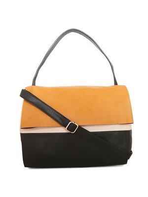 yellow leatherette (pu) regular handbag - 16292182 - Standard Image - 4