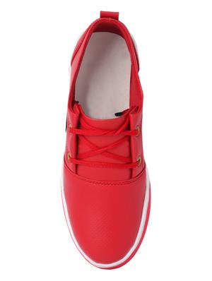 red leatherette lace up sneakers - 16292222 - Standard Image - 4