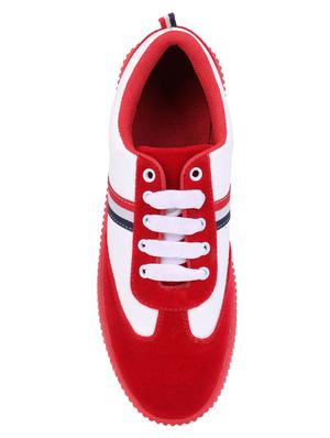 red suede lace up sneakers - 16292247 - Standard Image - 4