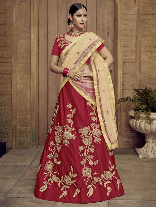 floral embroidered a-line lehenga - 16292374 - Standard Image - 1