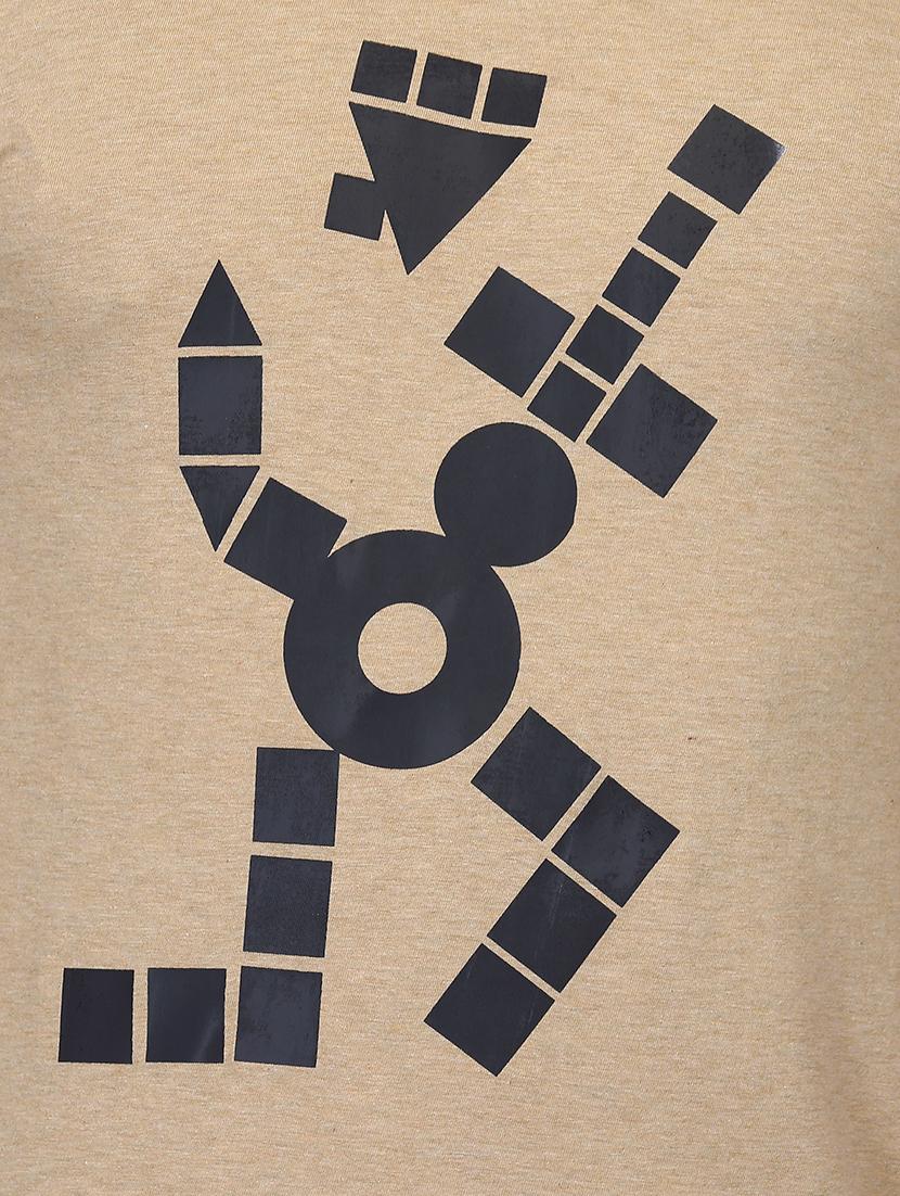 beige chest print t-shirt - 16293189 - Zoom Image - 4