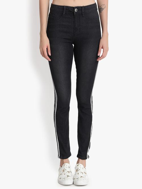 side tapped high rise jeans - 16293241 - Standard Image - 1
