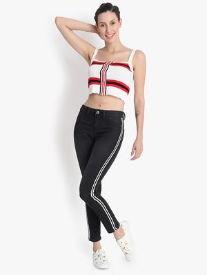 side tapped high rise jeans - 16293241 - Standard Image - 4