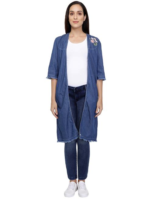 embroidered denim shrug - 16293952 - Standard Image - 1