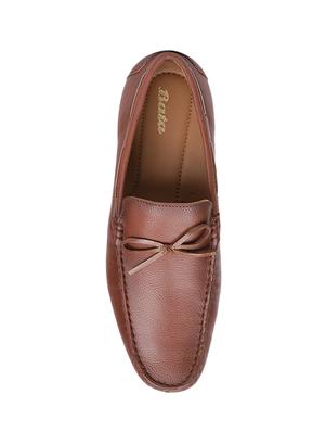 bata brown leather slip on loafers - 16294884 - Standard Image - 4