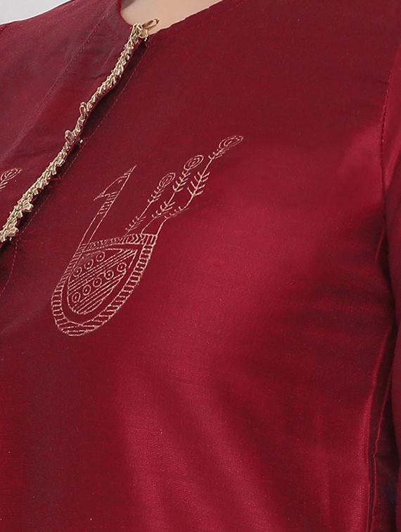 block print a-line kurta with pant set - 16295512 - Zoom Image - 4
