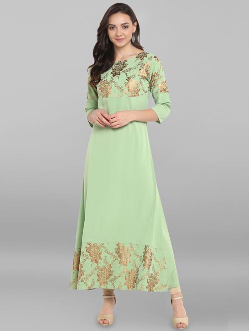 foil printed a-line kurta - 16297898 - Standard Image - 1