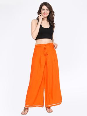 laced hem high rise plazzo - 16298003 - Standard Image - 4