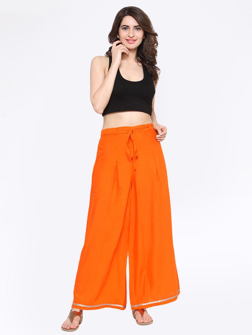 laced hem high rise plazzo - 16298003 - Zoom Image - 4