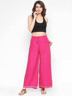 laced hem high rise plazzo - 16298004 - Standard Image - 4