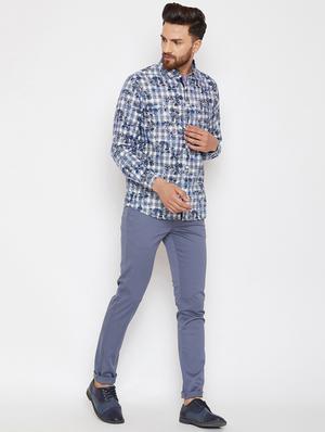 blue solid chinos - 16298306 - Standard Image - 4