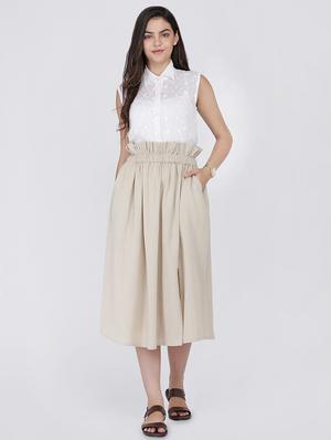 frill waist front slit a-line skirt - 16298452 - Standard Image - 4
