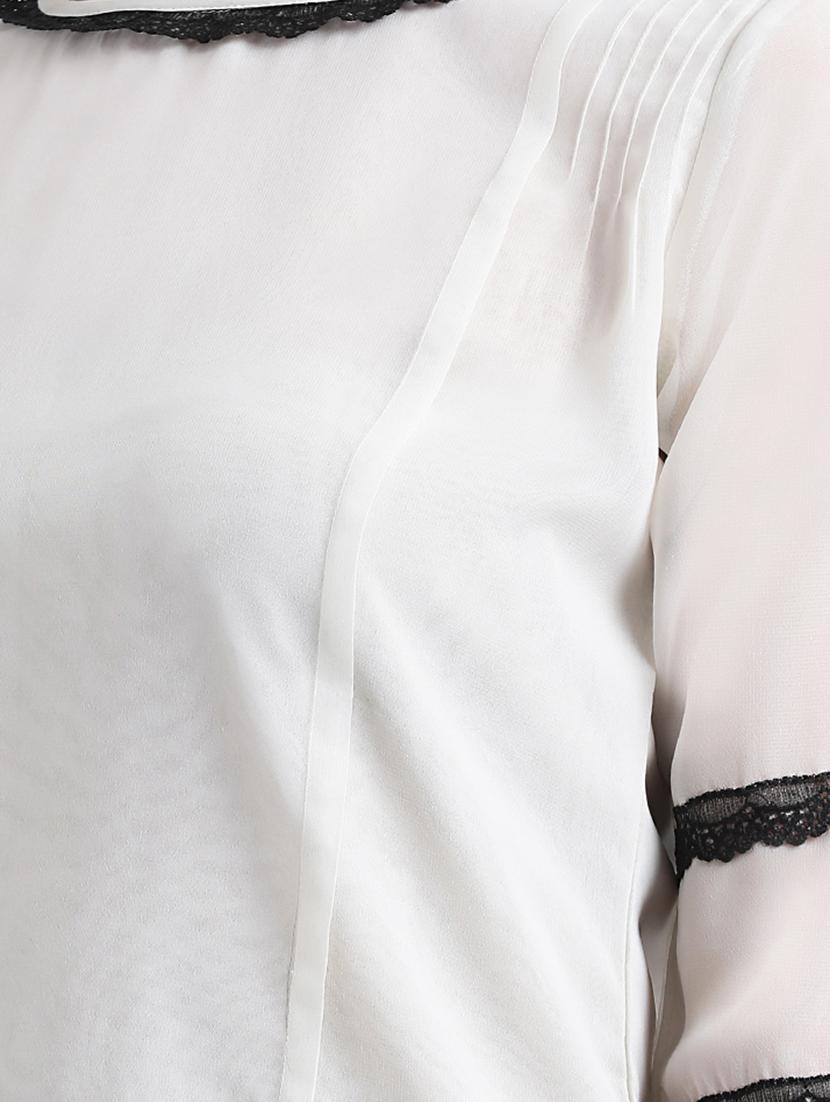contrast lace trim top - 16298773 - Zoom Image - 4