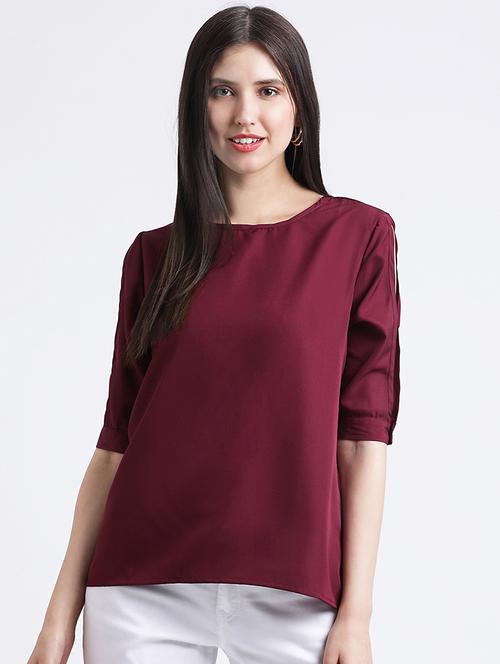 slit sleeved solid top - 16298831 - Standard Image - 1