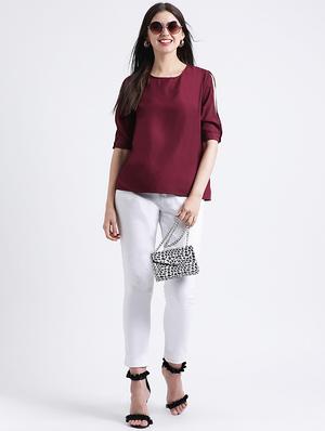 slit sleeved solid top - 16298831 - Standard Image - 4