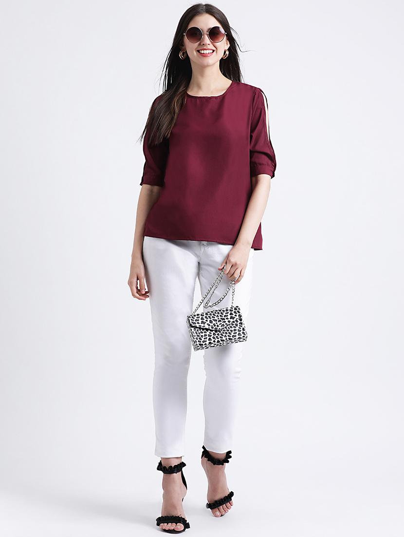 slit sleeved solid top - 16298831 - Zoom Image - 4