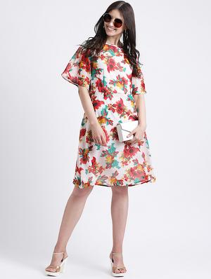 ruffle sleeved floral a-line dress - 16298862 - Standard Image - 4
