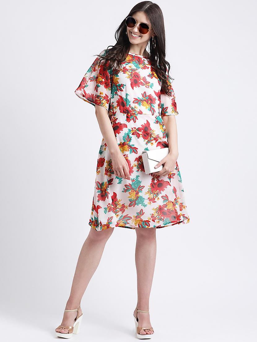ruffle sleeved floral a-line dress - 16298862 - Zoom Image - 4