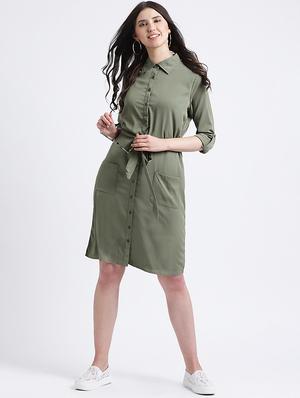 pocket patch tie knot shirt dress - 16298863 - Standard Image - 4