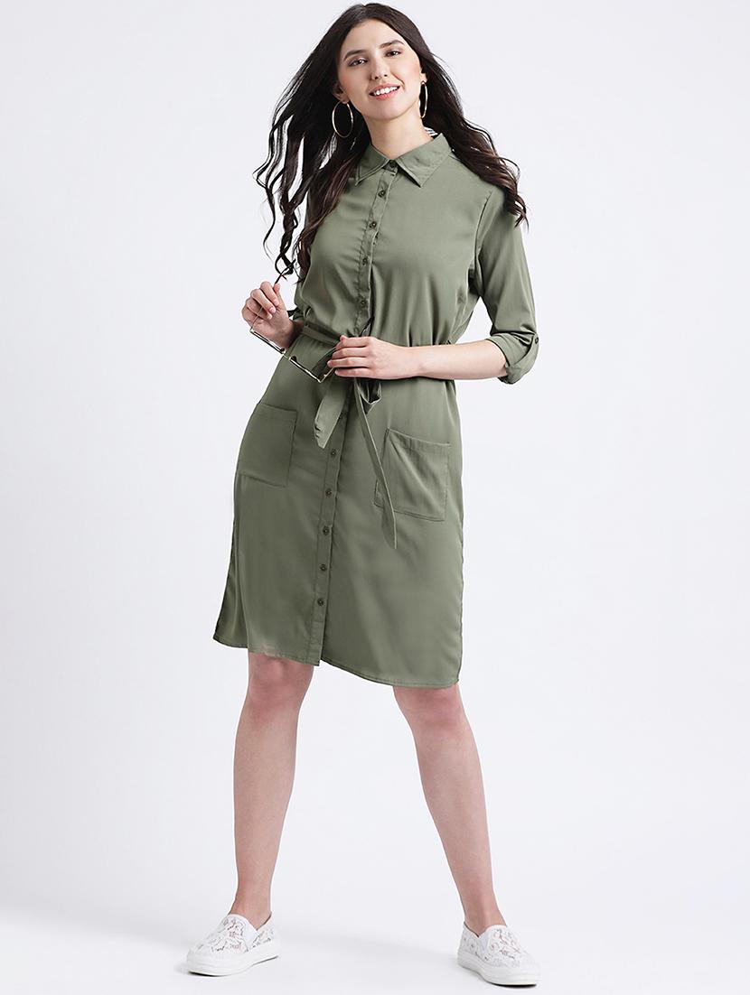 pocket patch tie knot shirt dress - 16298863 - Zoom Image - 4