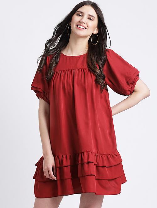 ruffle detail a-line dress - 16298864 - Standard Image - 1