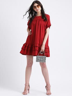 ruffle detail a-line dress - 16298864 - Standard Image - 4