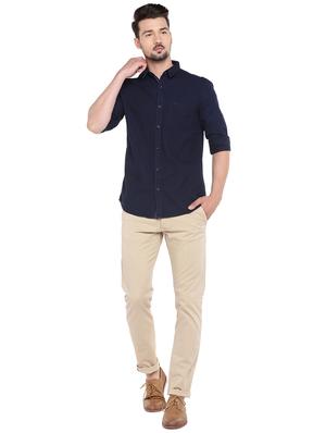 blue slim fit casual denim shirt - 16299006 - Standard Image - 4