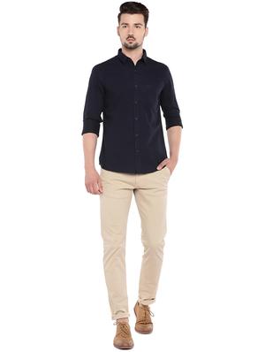 navy blue solid casual shirt - 16299018 - Standard Image - 4