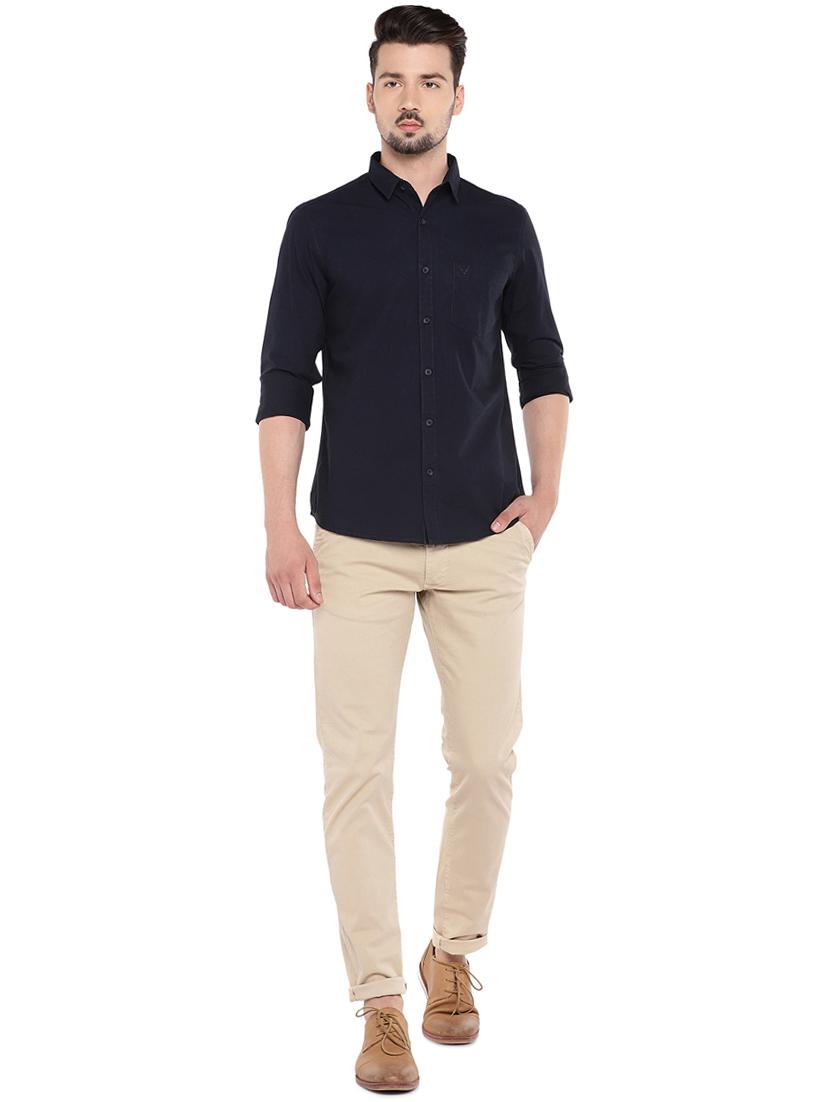 navy blue solid casual shirt - 16299018 - Zoom Image - 4