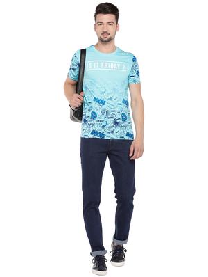 blue typographic all over print t-shirt - 16299104 - Standard Image - 4