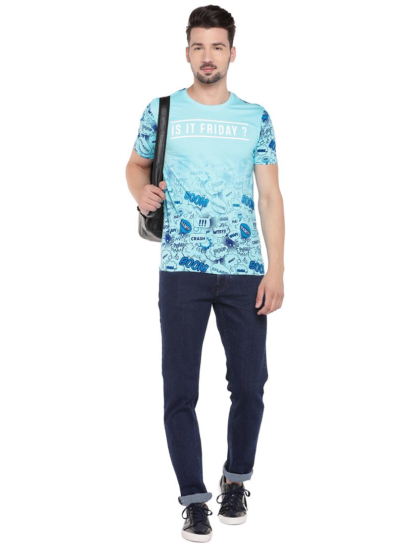 blue typographic all over print t-shirt - 16299104 - Zoom Image - 4
