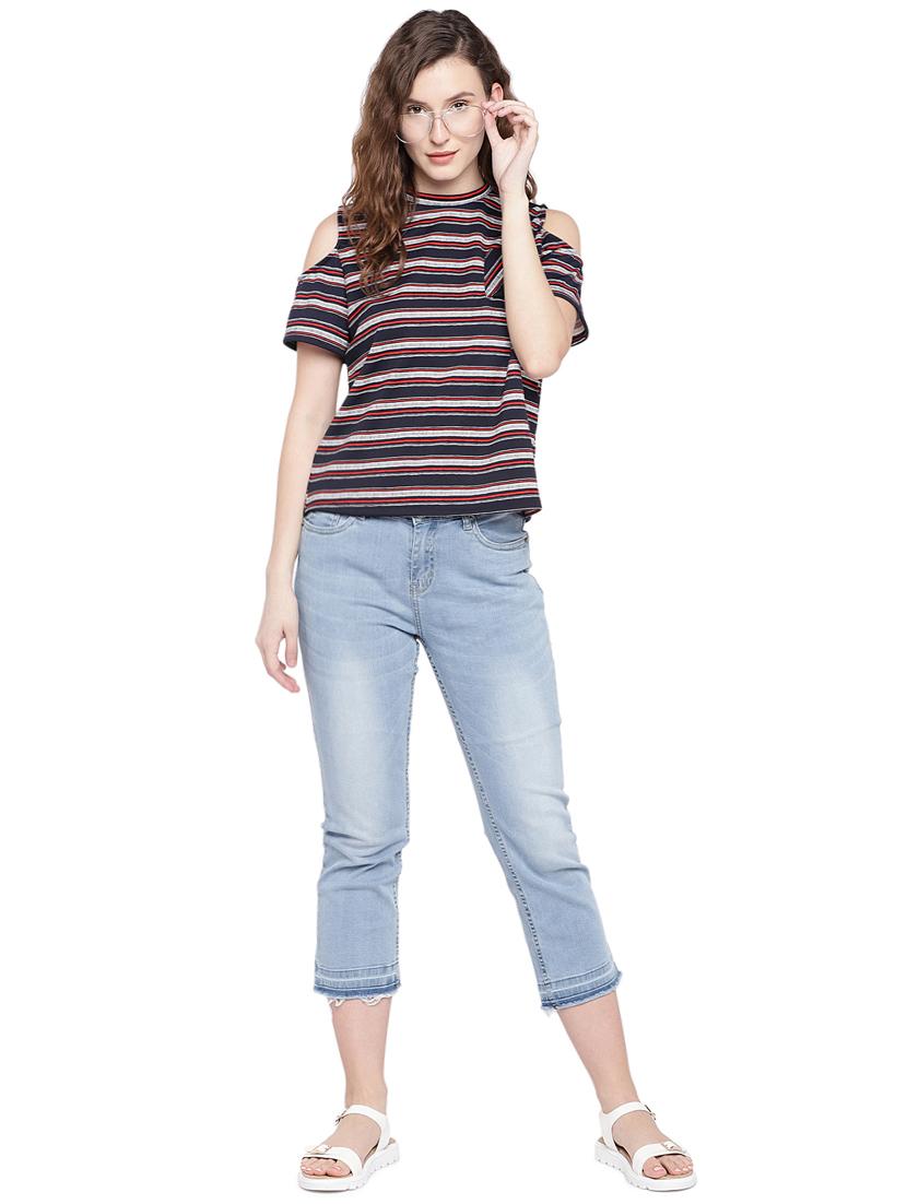 frayed hem stone washed cropped jeans - 16299125 - Zoom Image - 4