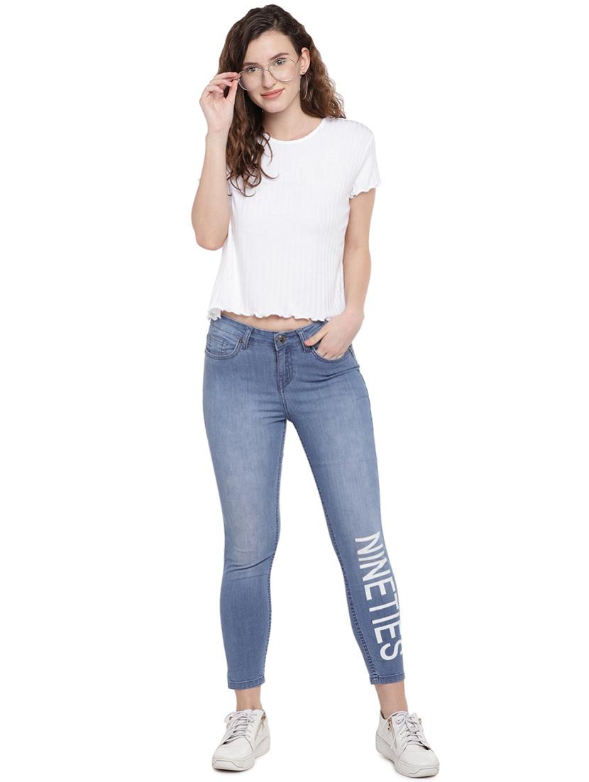 letter print stone washed jeans - 16299128 - Zoom Image - 4