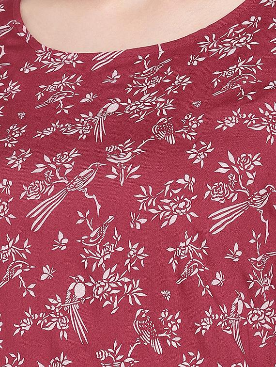 floral printed straight kurta - 16299151 - Zoom Image - 4