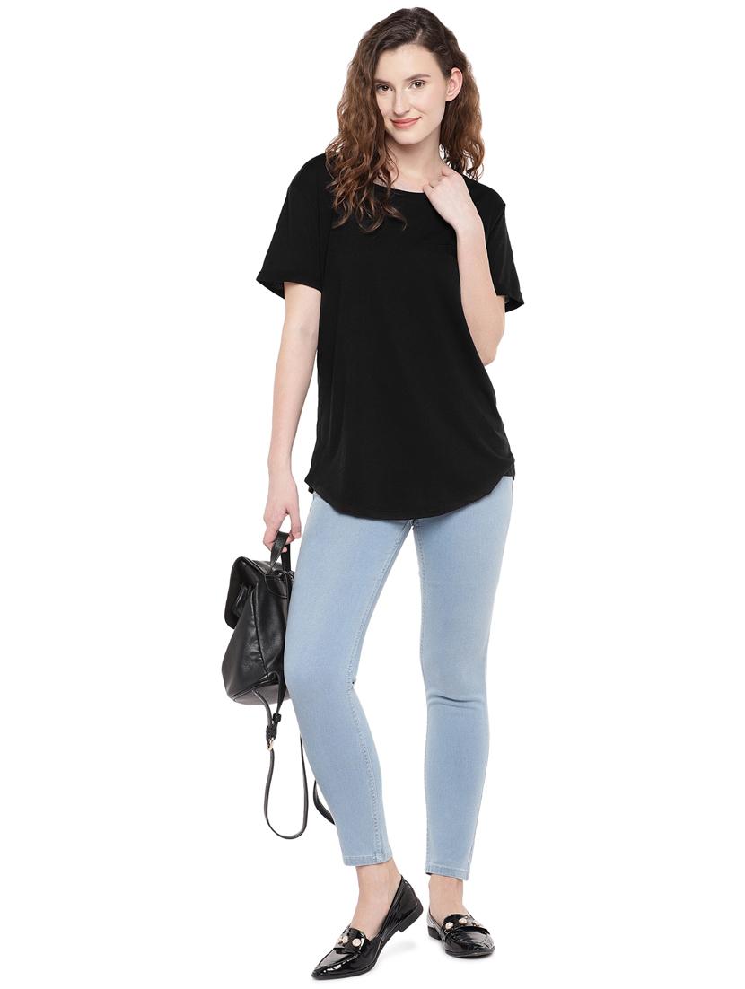 scoop neck curved hem tee - 16299241 - Zoom Image - 4