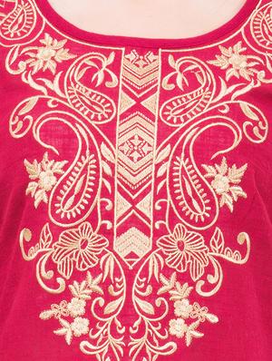 embroidered a-line kurti - 16300489 - Standard Image - 4
