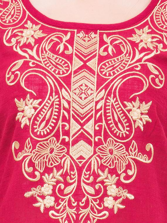 embroidered a-line kurti - 16300489 - Zoom Image - 4