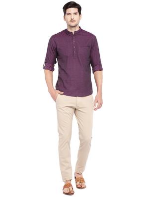 purple cotton short kurta - 16301513 - Standard Image - 4