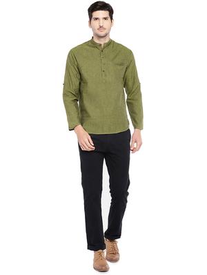 green solid short kurta - 16301518 - Standard Image - 4