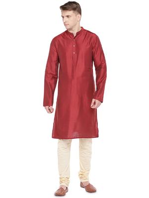 red solid long kurta - 16301528 - Standard Image - 4
