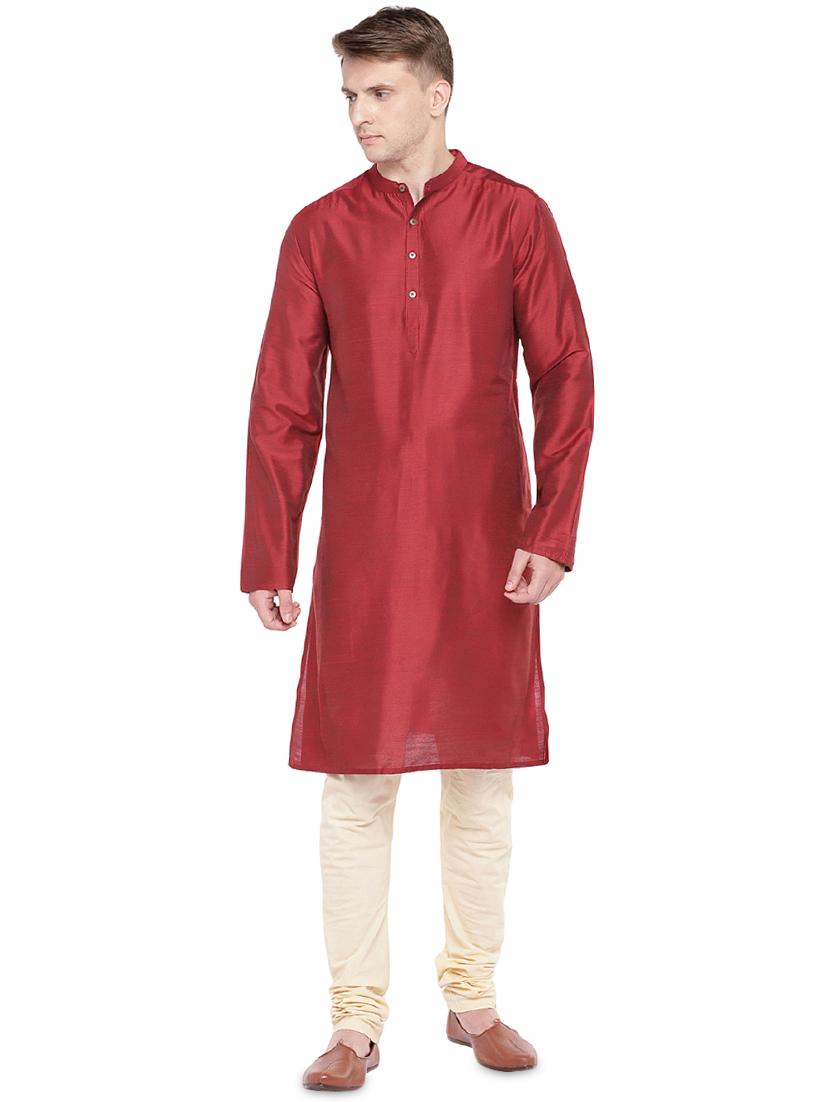 red solid long kurta - 16301528 - Zoom Image - 4