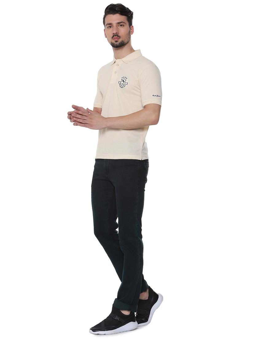 beige solid polo t-shirt - 16301593 - Zoom Image - 4