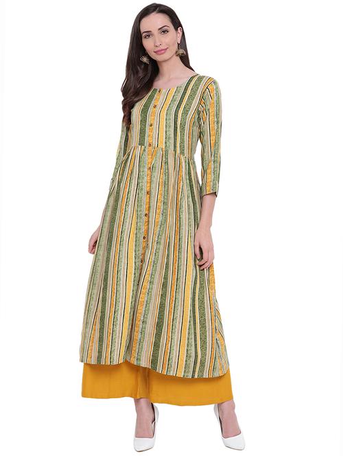 Striped flared kurta - 16301646 - Very Small Image - 1