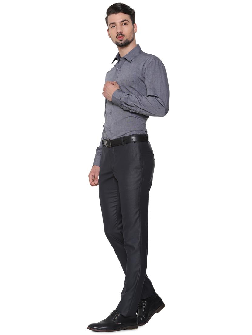 grey solid formal shirt - 16302133 - Zoom Image - 4