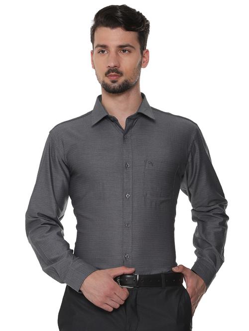 grey solid formal shirt - 16302147 - Standard Image - 1