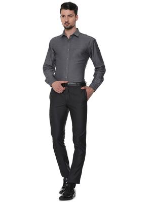 grey solid formal shirt - 16302147 - Standard Image - 4