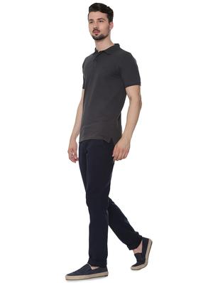 navy blue solid chinos - 16302235 - Standard Image - 4