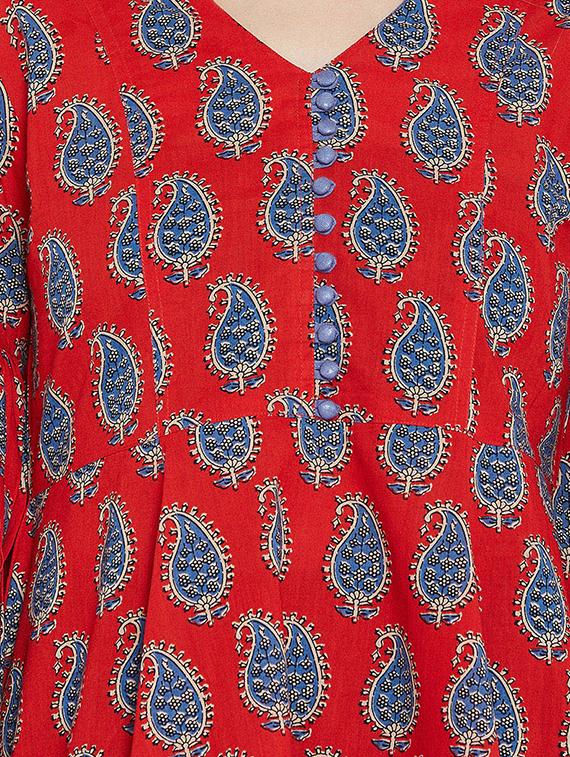 paisley a-line kurti - 16302400 - Zoom Image - 4
